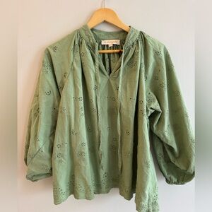 La Maregold Green Eyelet Joyce Blouse xs/s